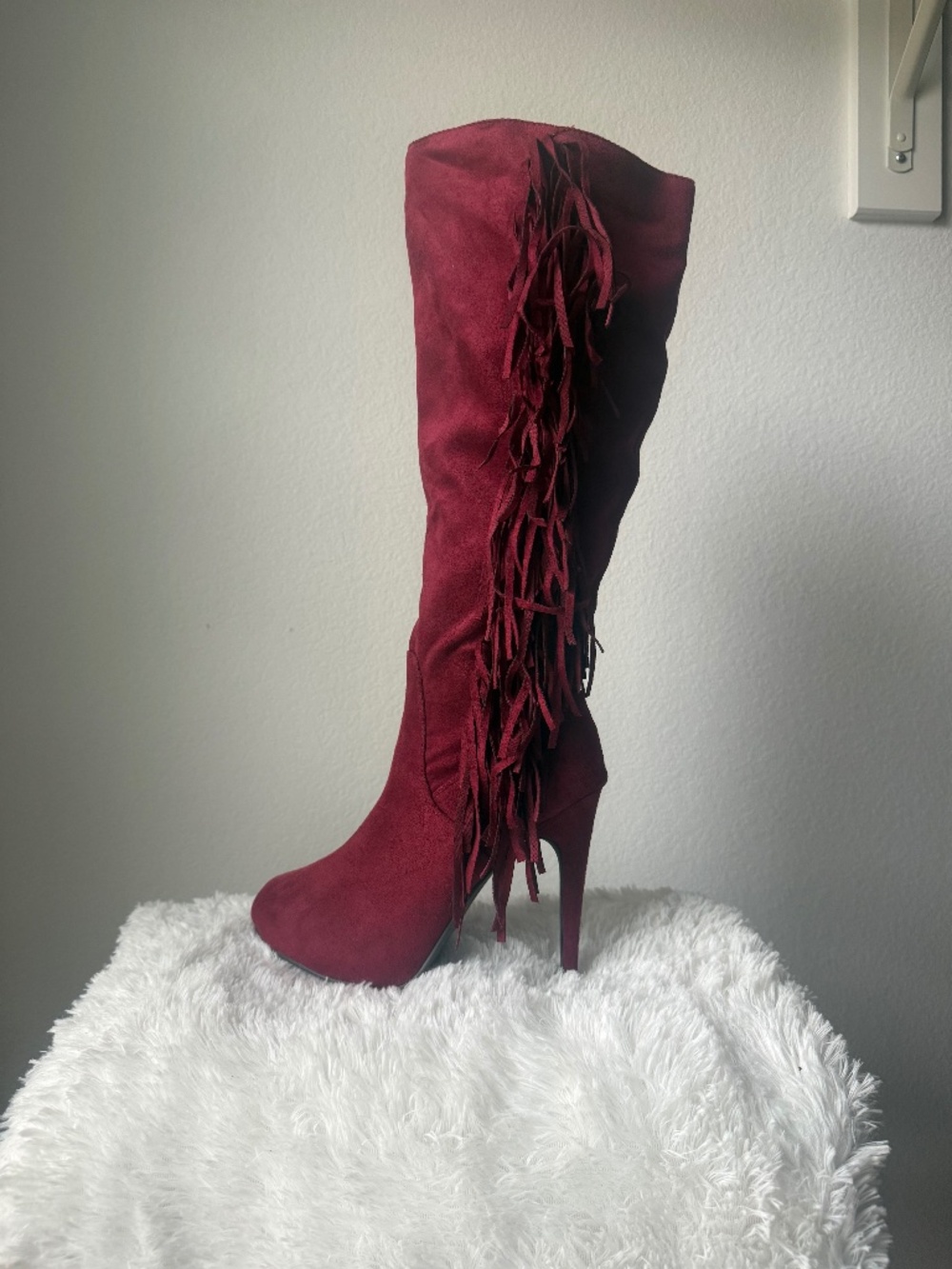 Maroon Thigh High Boots